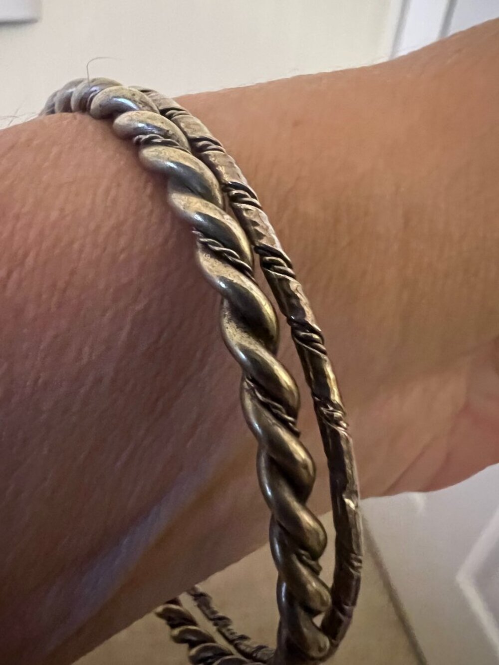 Twisted Rope‑Style Metal Bracelet Set (2 Pieces)